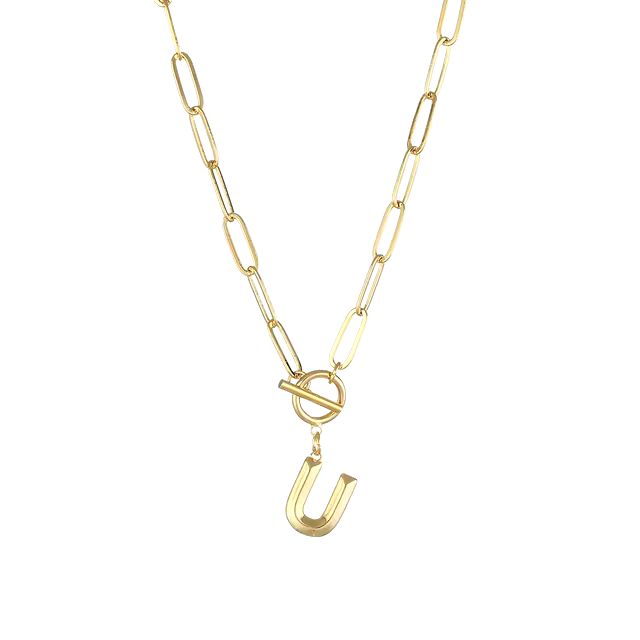 Anenjery Clasp Letter Initial Necklace