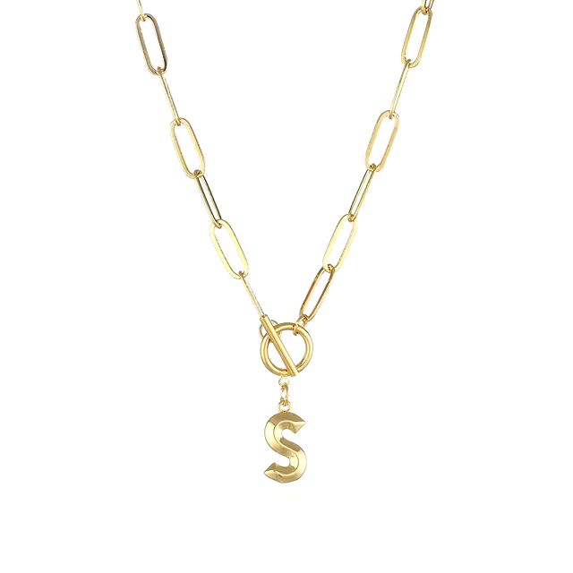 Anenjery Clasp Letter Initial Necklace