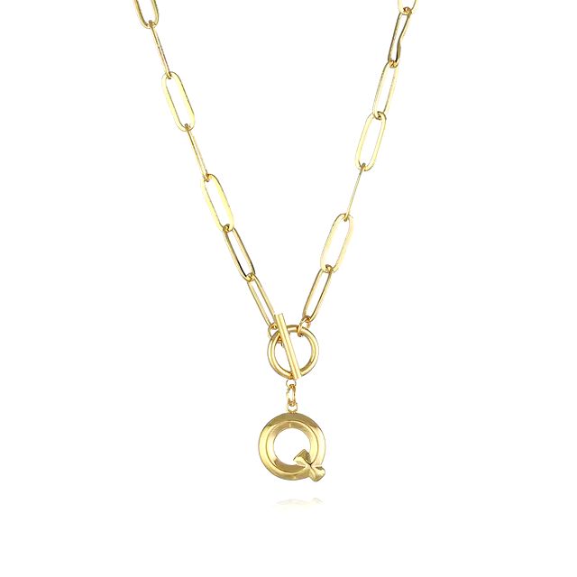 Anenjery Clasp Letter Initial Necklace