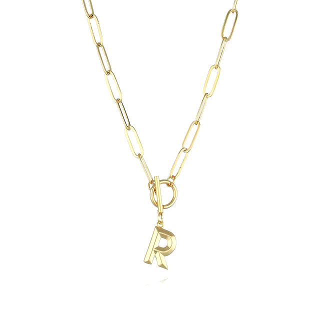 Anenjery Clasp Letter Initial Necklace