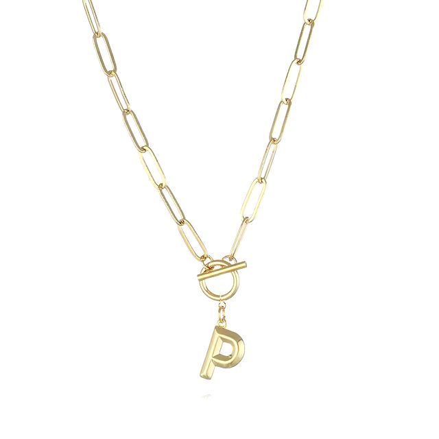 Anenjery Clasp Letter Initial Necklace