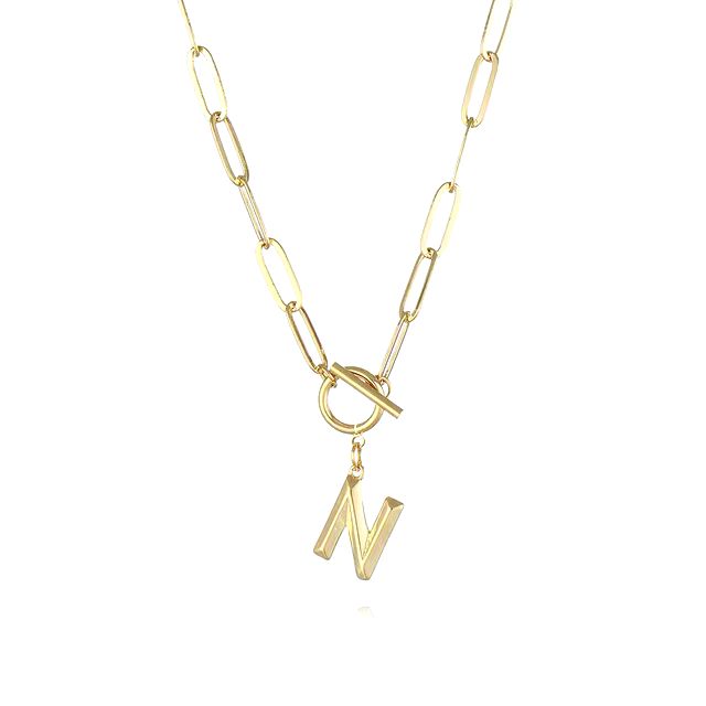 Anenjery Clasp Letter Initial Necklace