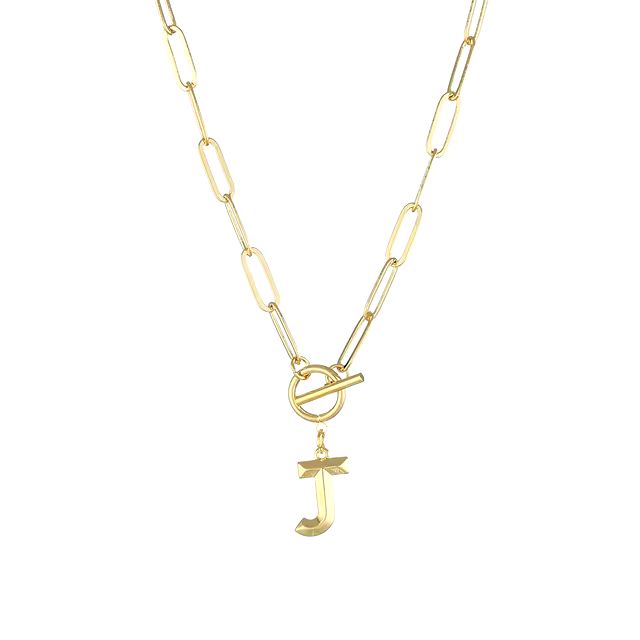 Anenjery Clasp Letter Initial Necklace