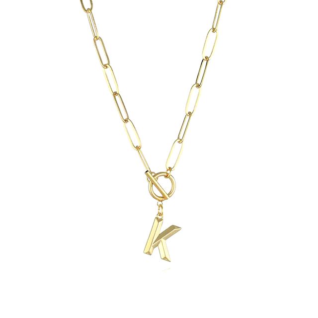 Anenjery Clasp Letter Initial Necklace