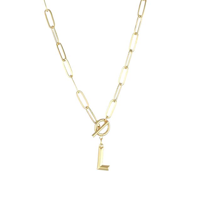 Anenjery Clasp Letter Initial Necklace