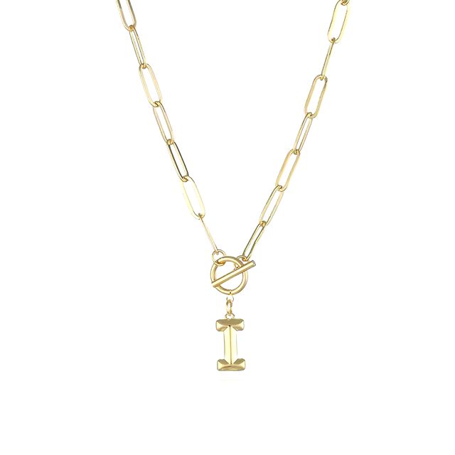 Anenjery Clasp Letter Initial Necklace