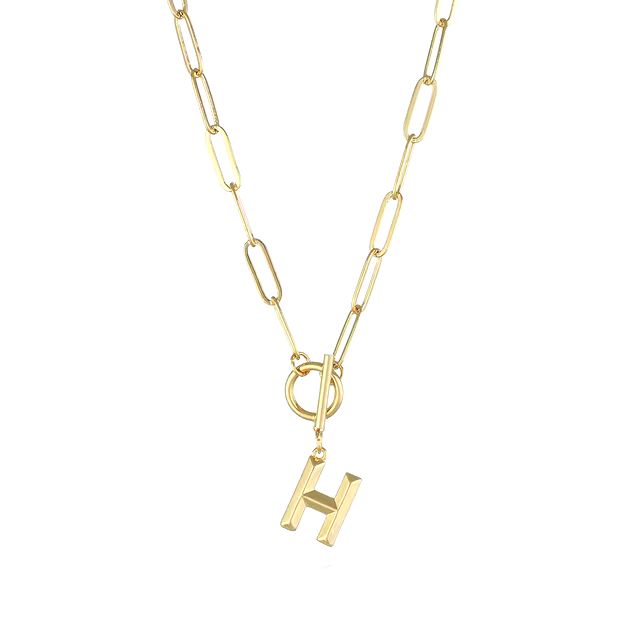 Anenjery Clasp Letter Initial Necklace